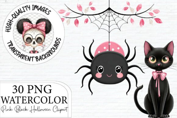 Download Pink and Black Halloween Clipart - Black Collection
