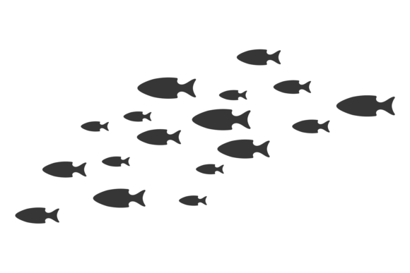 Download Fish Shoal Icon. Black Swimming Aquatic - Black Collection