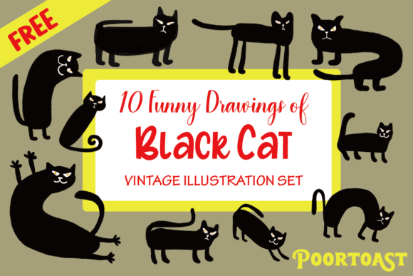 Download Funny Black Cat Set - Premium Resources