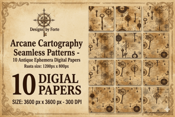 Download 10 Antique Ephemera Digital Papers - Antique ephemera Collection
