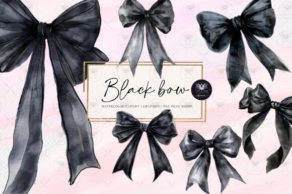 Download Black Bow Clipart Watercolor. - Black Collection