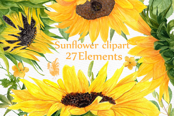 Download Sunflower Watercolor Clipart SUNFLOWER CLIP ART Wedding Clipart Floral Clipart Separate Flowers Diy Wedding - Floral Collection