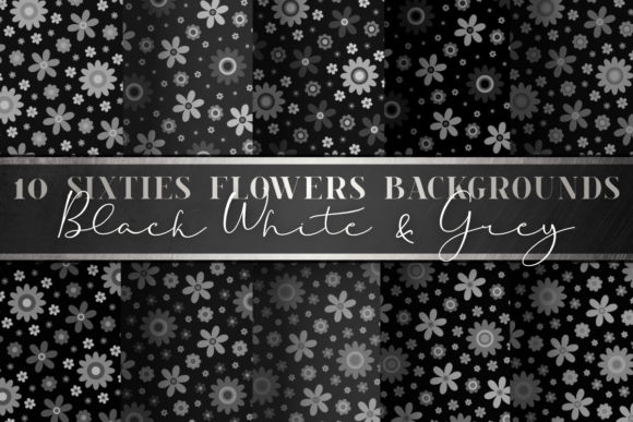 Download Vintage Black and White Retro Flowers - Black Collection