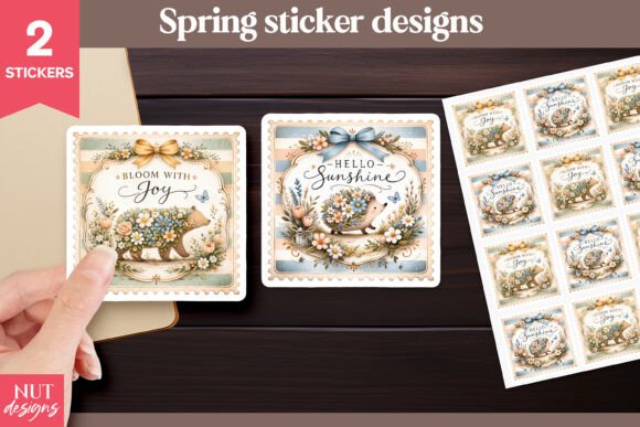 Download Spring Stickers, Floral Hedgehog, Bear - Floral Collection