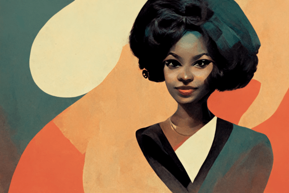 Download Elegant Black Woman in a 60s Style - Black Collection