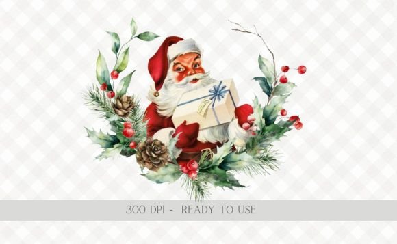 Download Christmas Vintage Santa Wreath PNG - Vintage santa Collection