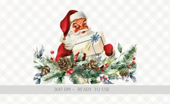 Download Christmas Vintage Santa Wreath PNG - Vintage santa Collection