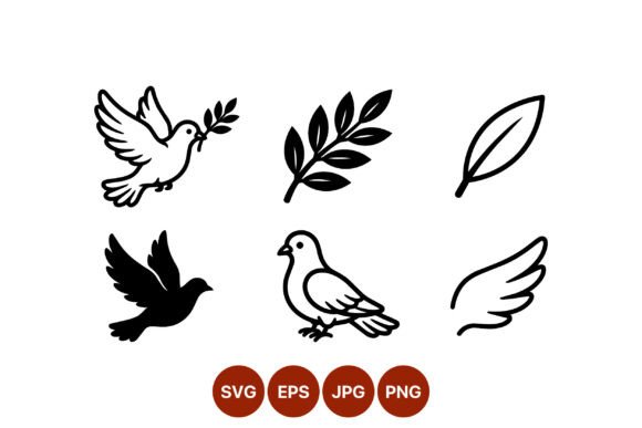 Download Dove and Olive Branch Vector Black White - Black Collection