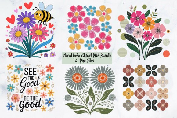 Download Floral Boho Clipart PNG Bundle - Floral Collection