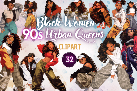 Download 90s Urban Black Women - Clipart - Black Collection