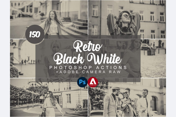 Download Retro Black White Photoshop Actions - Black Collection